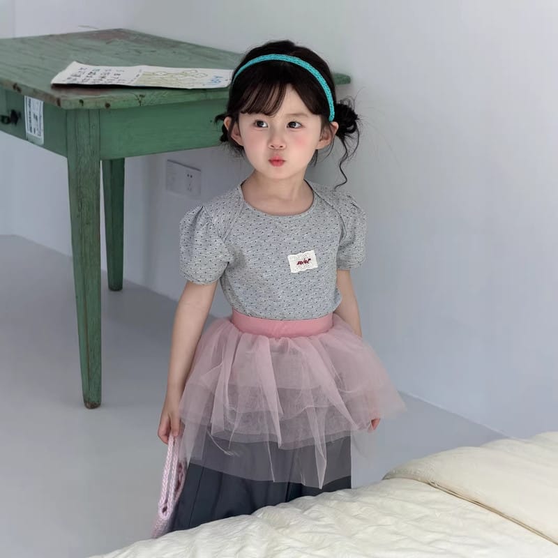 【KID】ドット柄バックオープンレース半袖Tシャツ