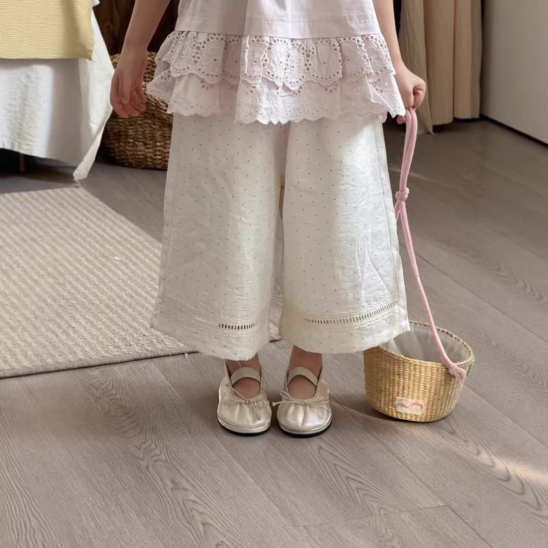 【KID】ドットパンチングレース九分丈ワイドパンツ