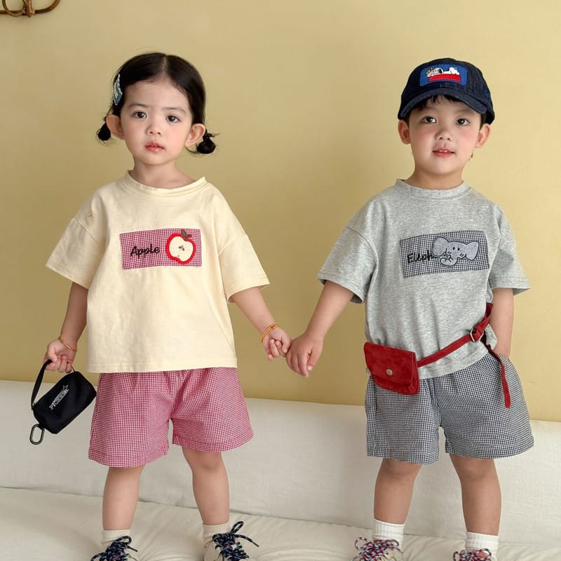 【セット】チェック柄半袖Tシャツハーフパンツセットアップ