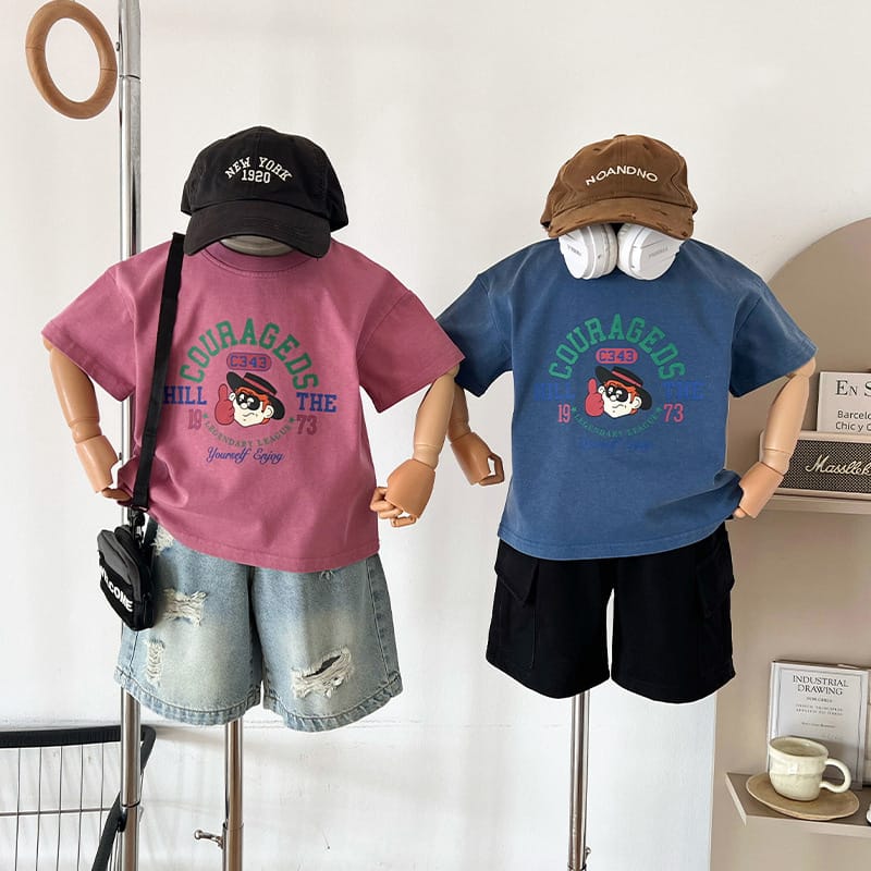 【KID】サングラスキャラクタープリント半袖Tシャツ