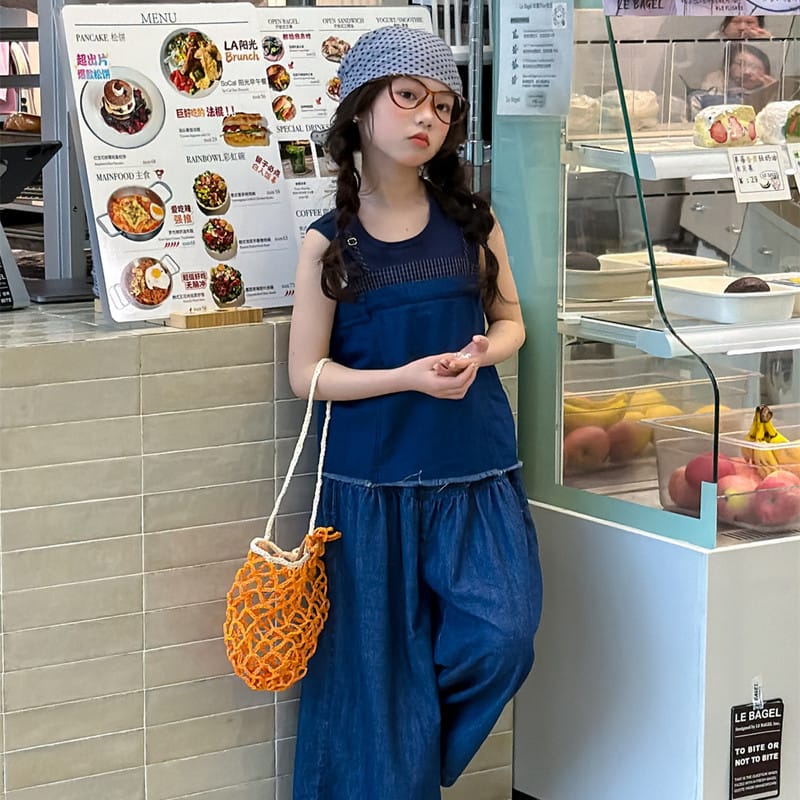 【セット】ノースリーブデニムレイヤードセットアップ