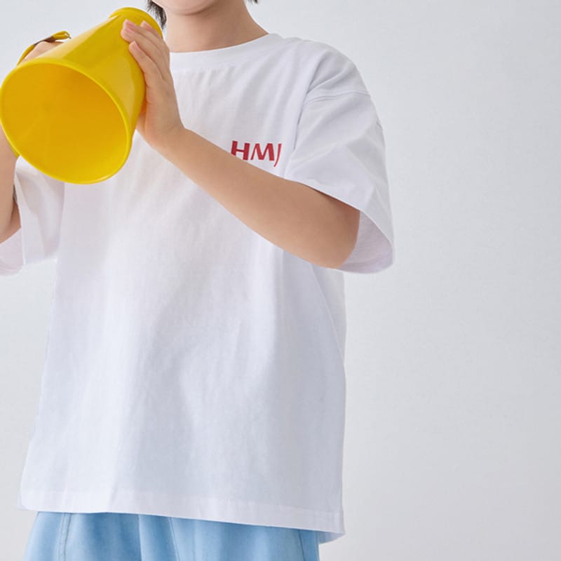 【KID】英字ロゴプリントコットン半袖Tシャツ
