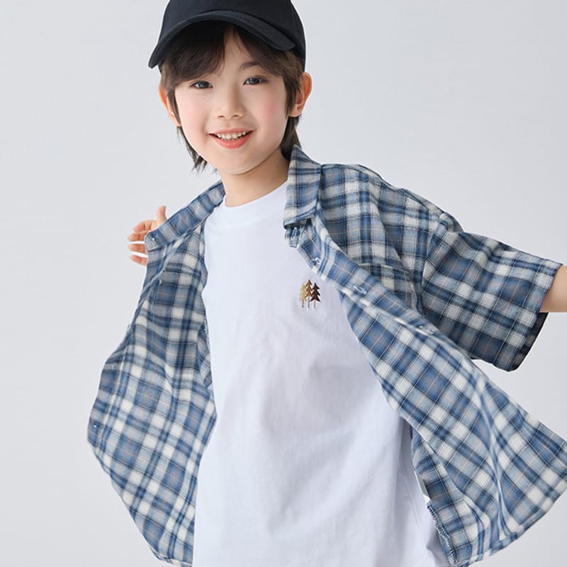 【KID】サイエンスブルーチェック半袖シャツ