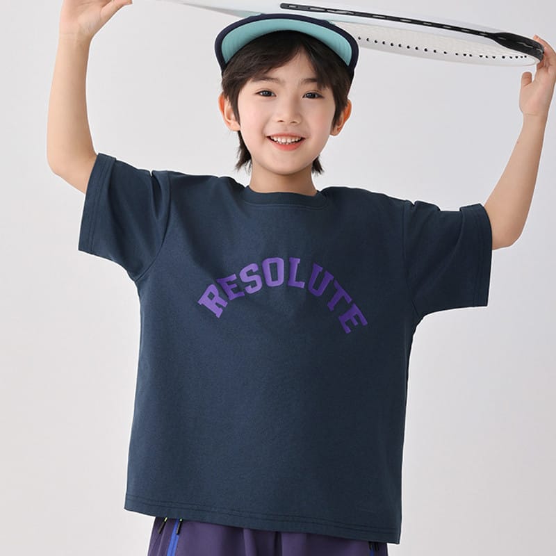【KID】英字カレッジロゴプリント半袖Tシャツ