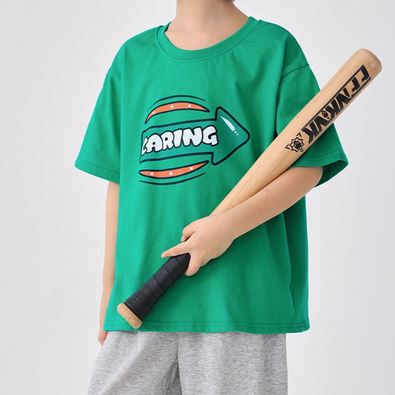 【KID】英字グラフィックロゴプリント半袖Tシャツ