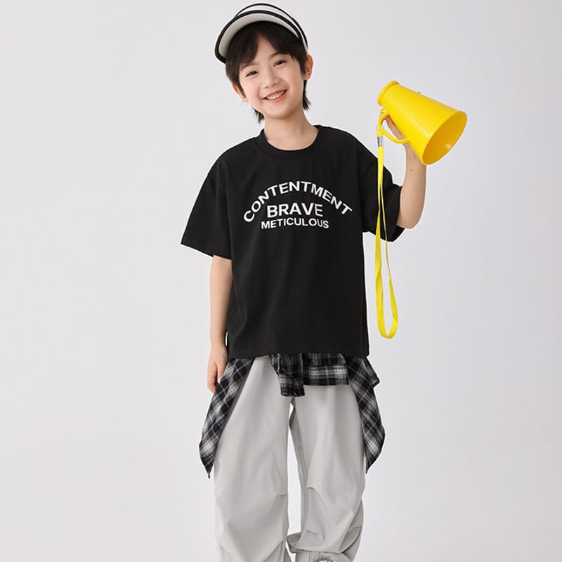 【KID】モーニングメントロゴプリント半袖Tシャツ