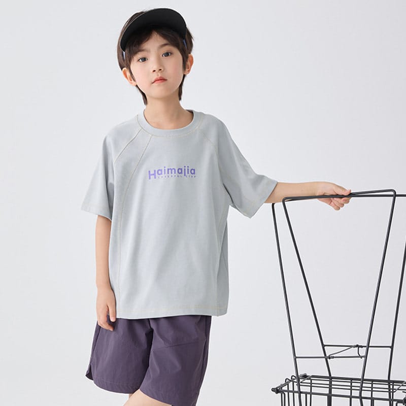 【KID】英字ロゴ入りラウンドネック半袖Tシャツ