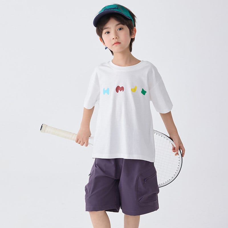 【KID】カラフルプリントコットン半袖Tシャツ