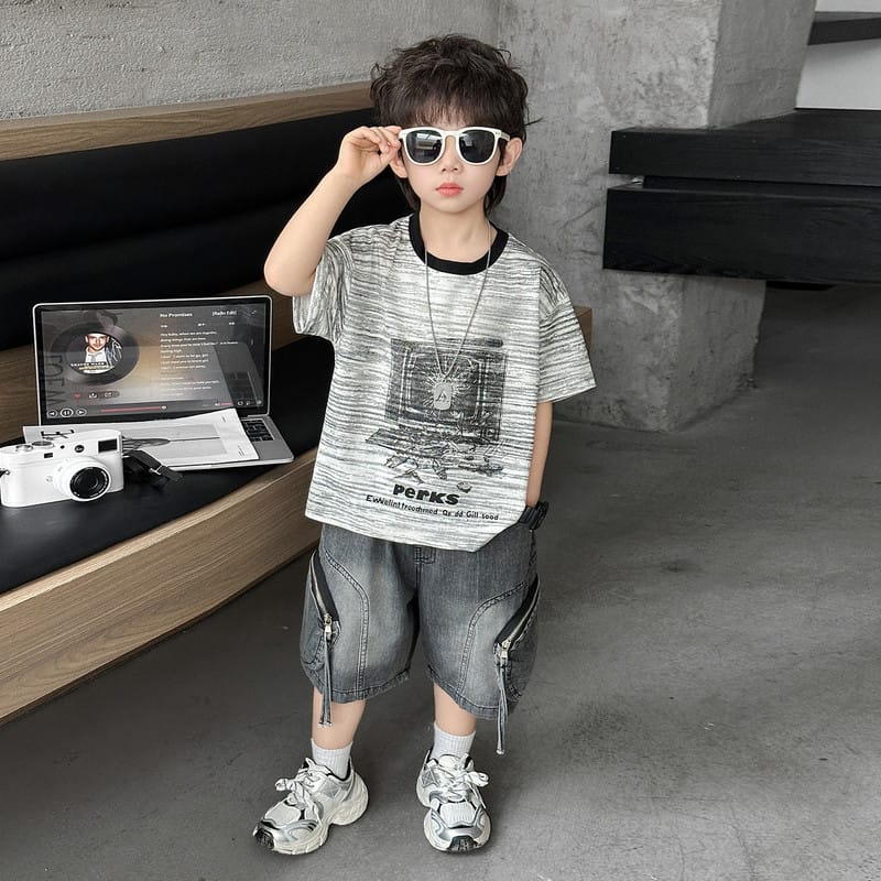 【セット】パークボックス半袖Tシャツデニムハーフパンツセットアップ