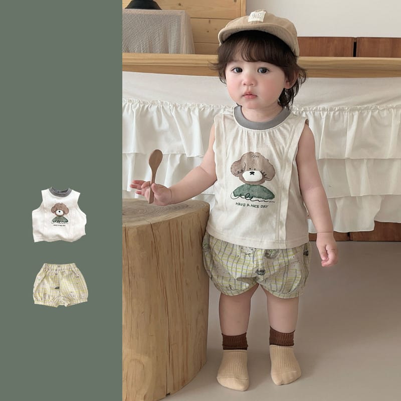 【セット】パピーノースリーブチェックショートパンツセットアップ