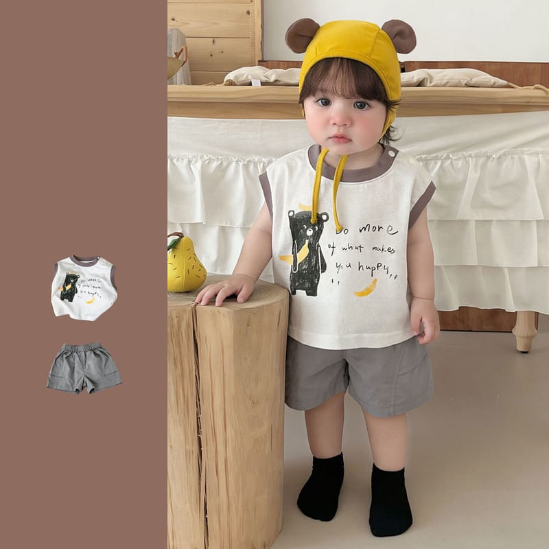 【セット】バナナくまノースリーブTシャツハーフパンツセットアップ