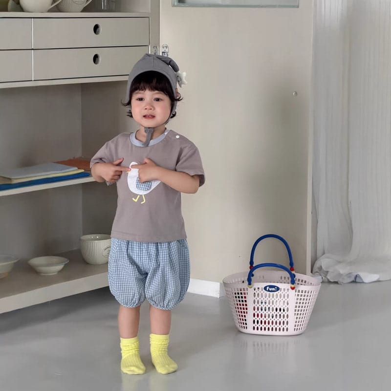 【セット】スリーピングアヒル半袖Tシャツチェックパンツセットアップ