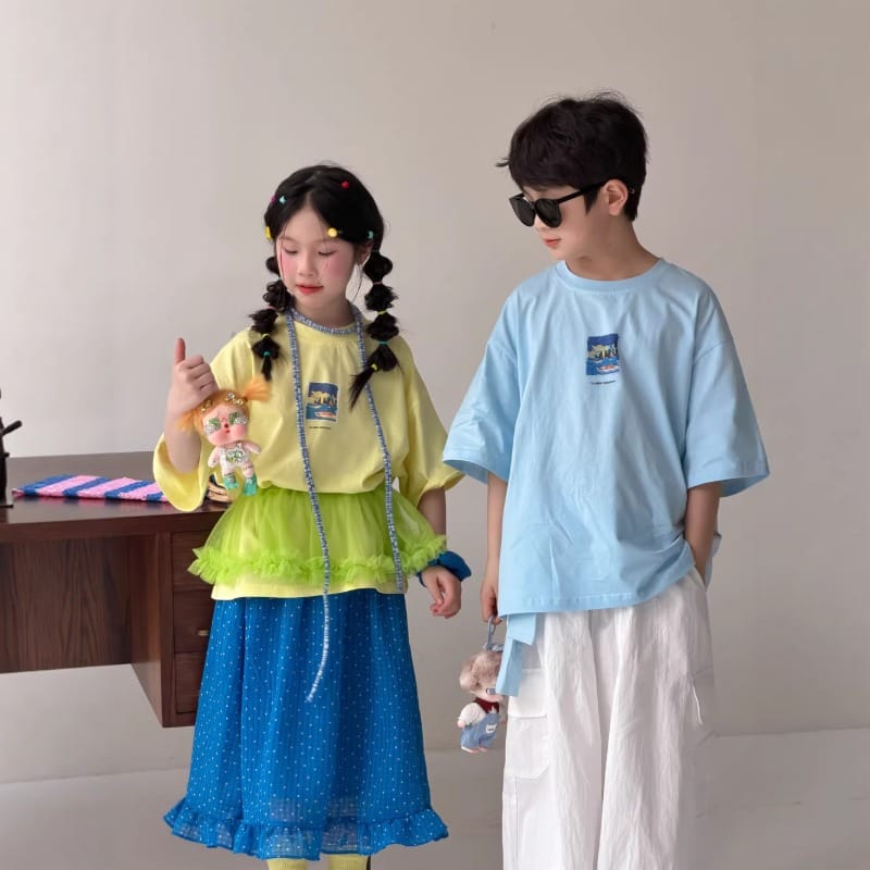 【KID】オーシャンアートグラフィック半袖Tシャツ