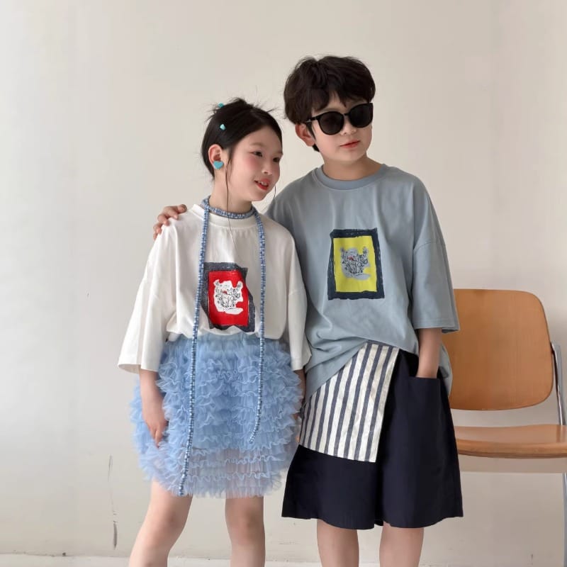 【KID】アニマルフレームプリント半袖Tシャツ