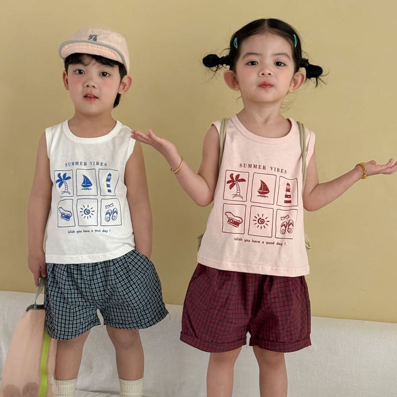 【セット】サマーバイブノースリーブチェックパンツセットアップ