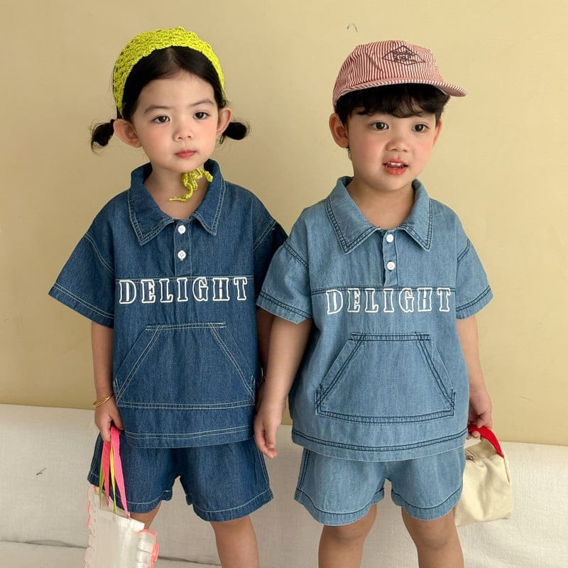 【セット】DELIGHTロゴ半袖デニムセットアップ