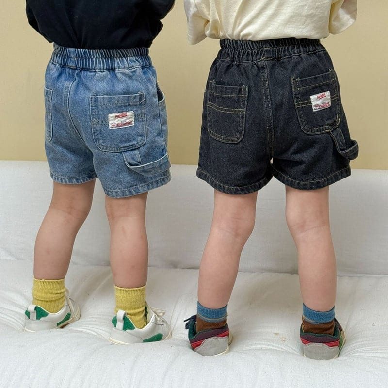【KID】ゆったりシンプルカジュアルデニムハーフパンツ