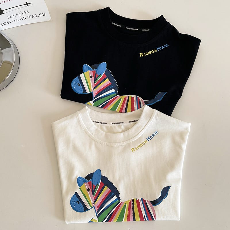 【KID】レインボーホースプリント半袖Tシャツ