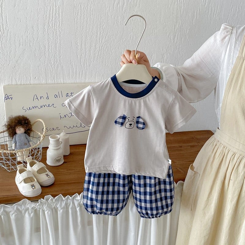 【セット】パピー半袖Tシャツチェックパンツセットアップ