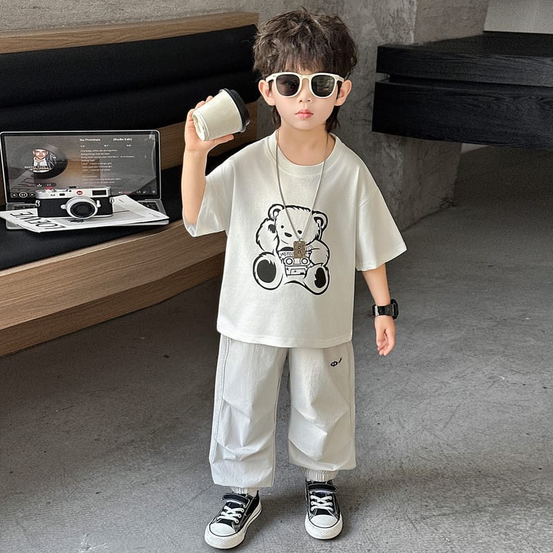 【セット】カセットくま半袖Tシャツ上下セットアップ