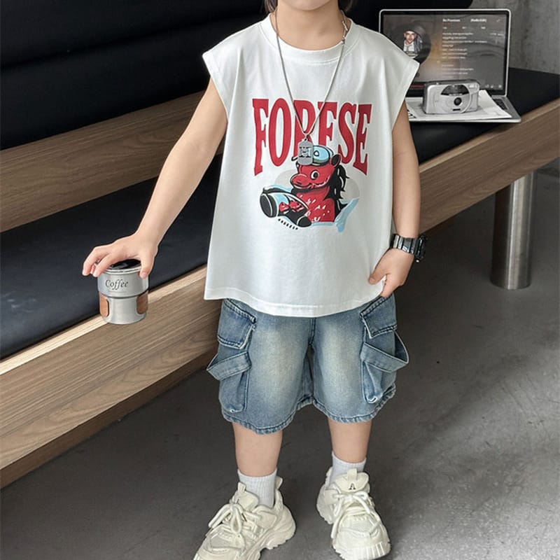 【セット】ホースプリントノースリーブハーフパンツセットアップ