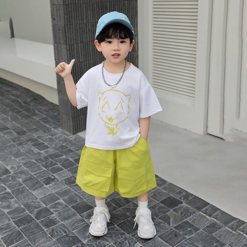 【セット】キャラクタープリント半袖Tシャツハーフパンツセットアップ