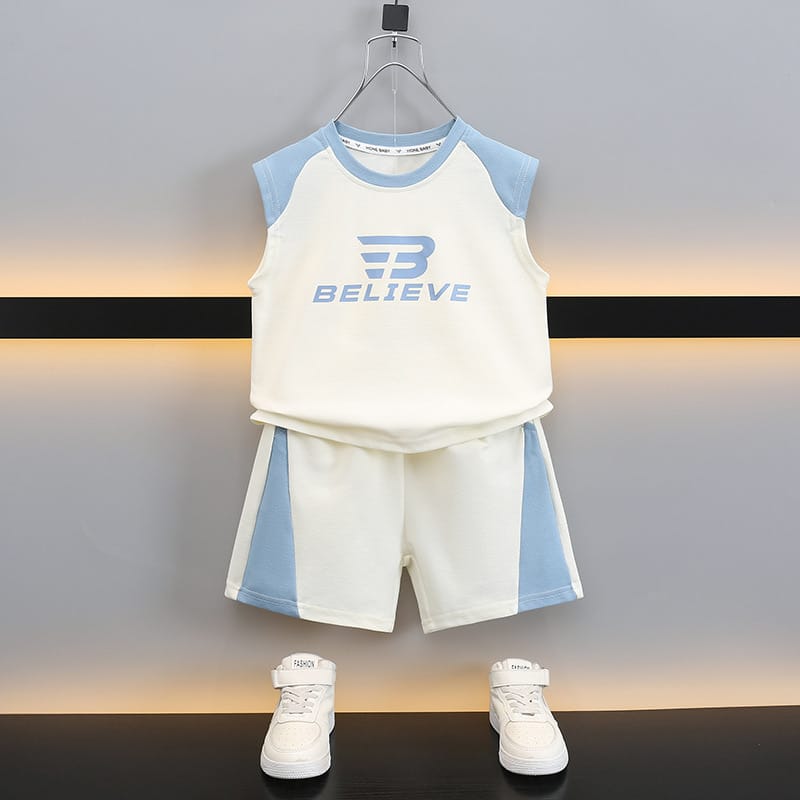 ロゴプリントメッシュノースリーブセットアップ