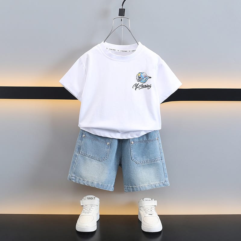 【セット】ミュージックプリント半袖Tシャツハーフパンツセットアップ