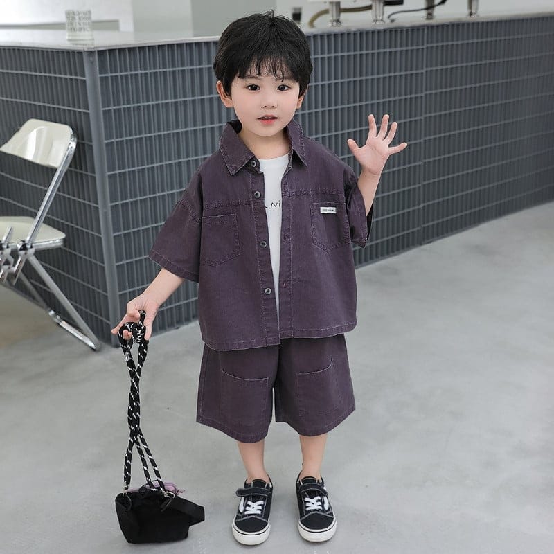 【セット】半袖シャツTシャツハーフパンツ3点セットアップ