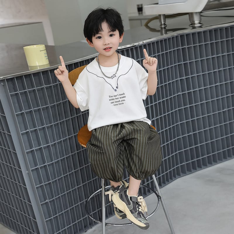 【セット】ミュージックライフ半袖Tシャツストライプパンツセットアップ
