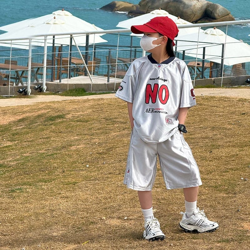 【セット】ロゴプリントスポーティー半袖セットアップ