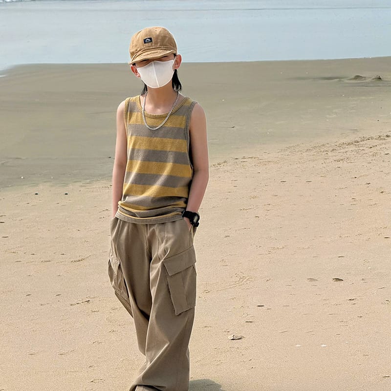 【KID】サンドストライプノースリーブTシャツ