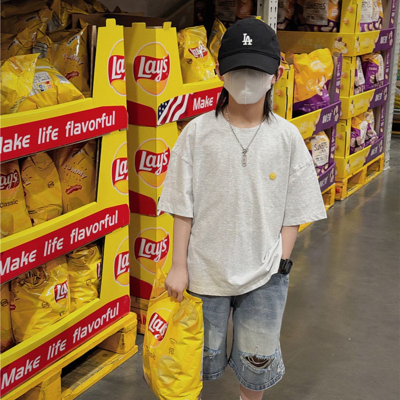 【KID】スマイルワンポイント半袖Tシャツ