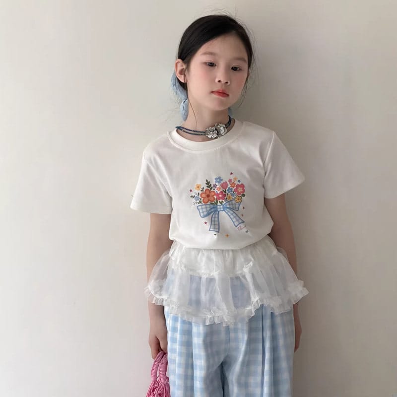 【KID】リボンフラワーモチーフ半袖Tシャツ