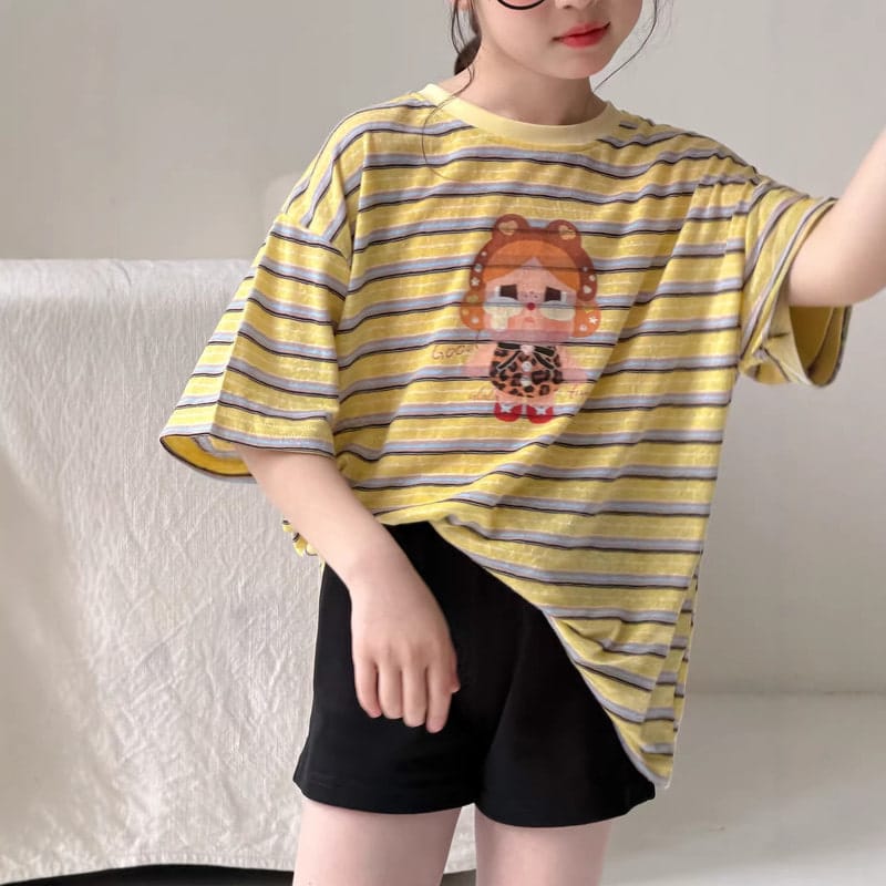 【KID】クライングガールストライプ半袖Tシャツ