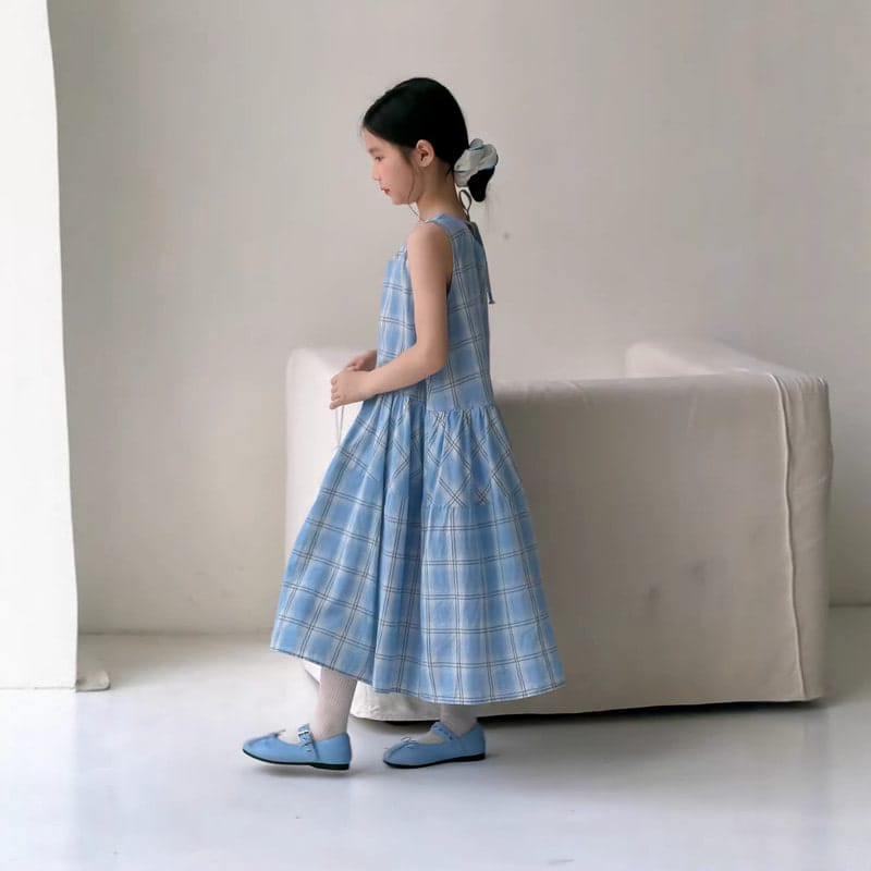 【KID】ウェーブチェックノースリーブワンピース