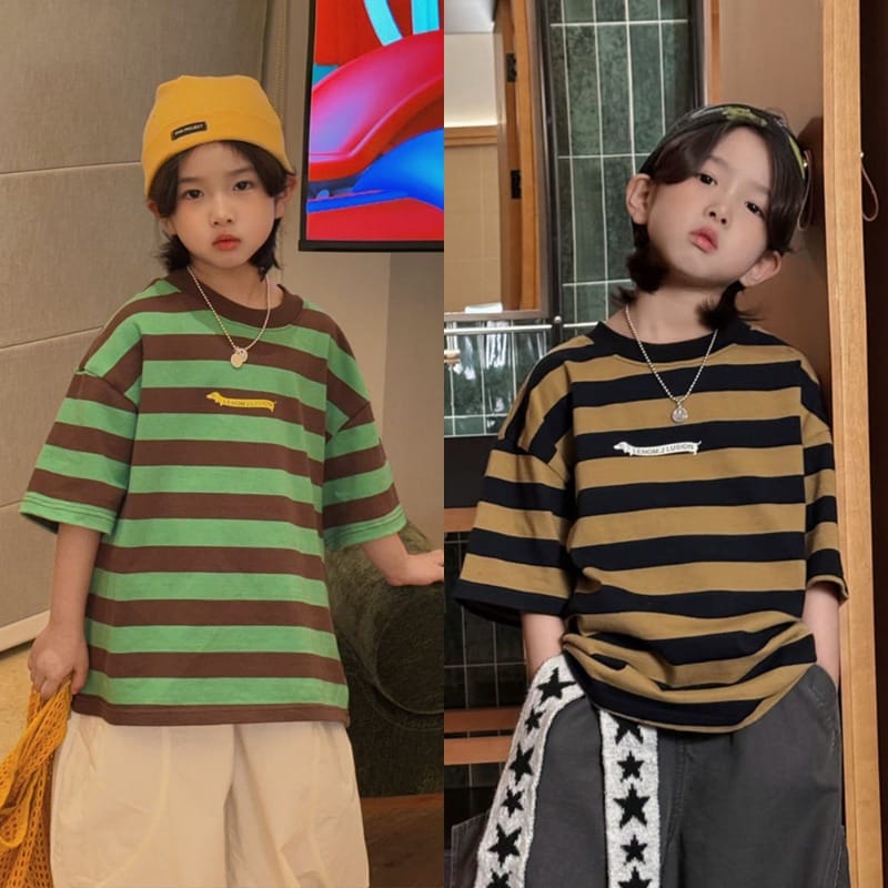 【KID】ストライプルーズフィット半袖Tシャツ