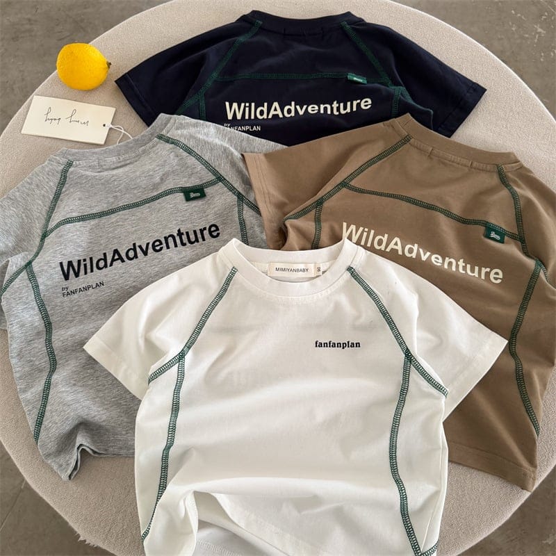 英字ロゴ配色ステッチラグラン半袖Tシャツ