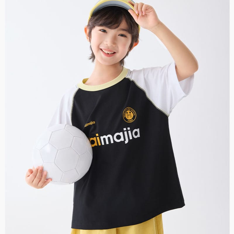 【KID】英字ロゴプリントマジアクルーネック半袖Tシャツ
