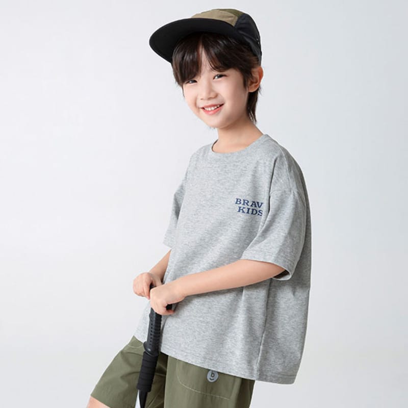【KID】英字ロゴプリントクルーネック半袖Tシャツ