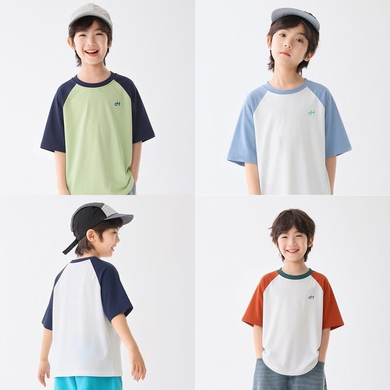 【KID】バイカラーラグラン切り替え半袖Tシャツ