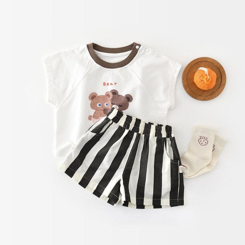 【セット】ハートくまノースリーブTシャツハーフパンツセット