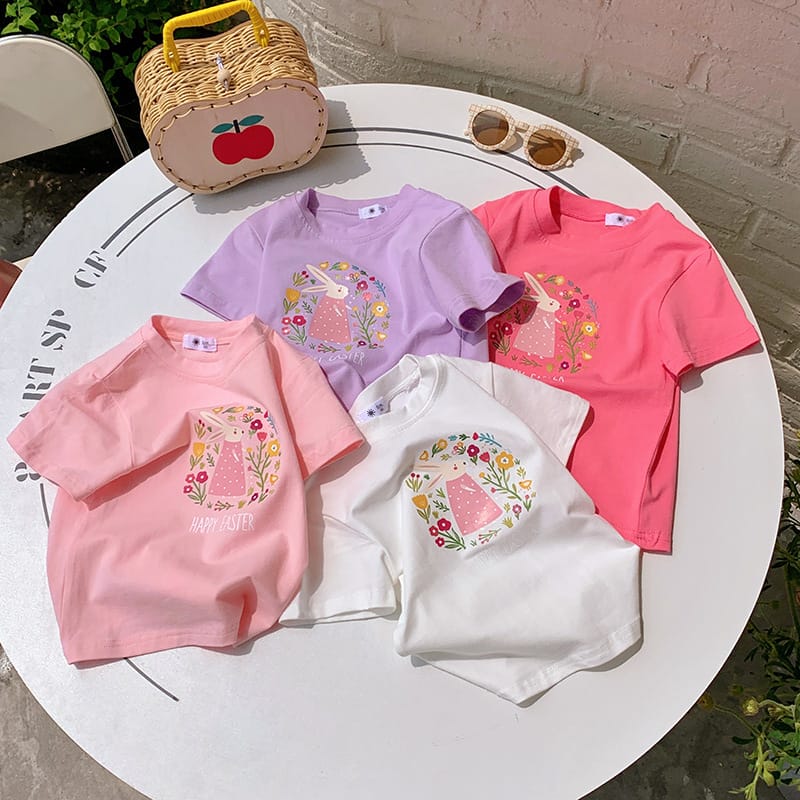 【KID】うさぎフラワーガーデンプリント半袖Tシャツ