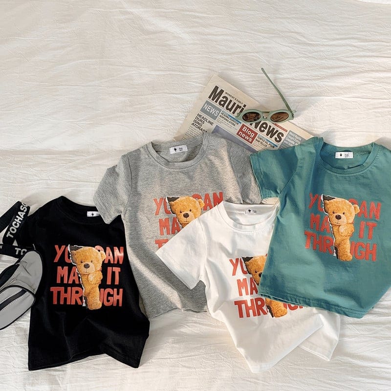 【KID】クッキーくま英字ロゴプリント半袖Tシャツ
