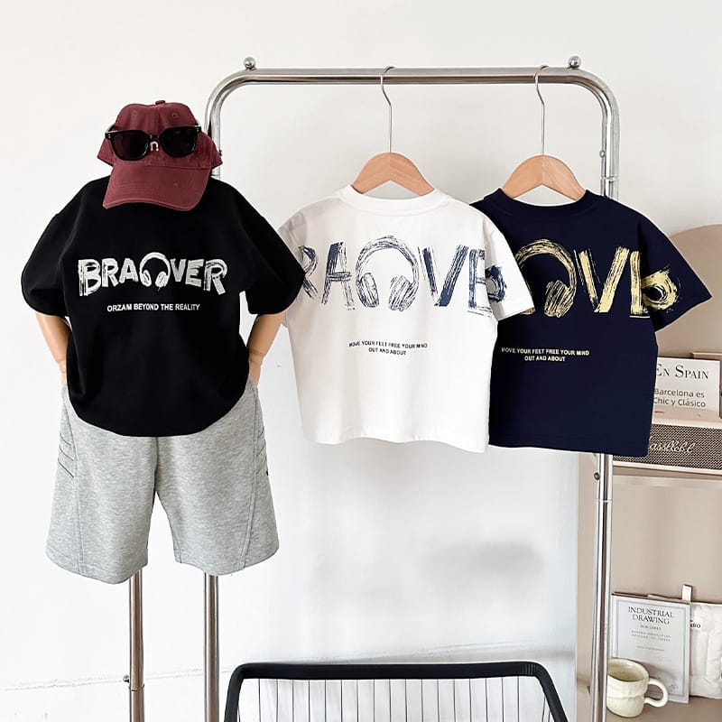 【KID】ミュージックロゴヘッドホンプリント半袖Tシャツ