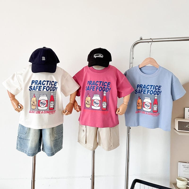 【KID】ペーパーソースイラストプリント半袖Tシャツ