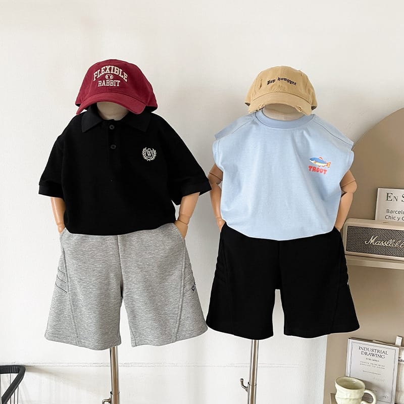 【KID】サイド切り替えデザインスポーティーハーフパンツ