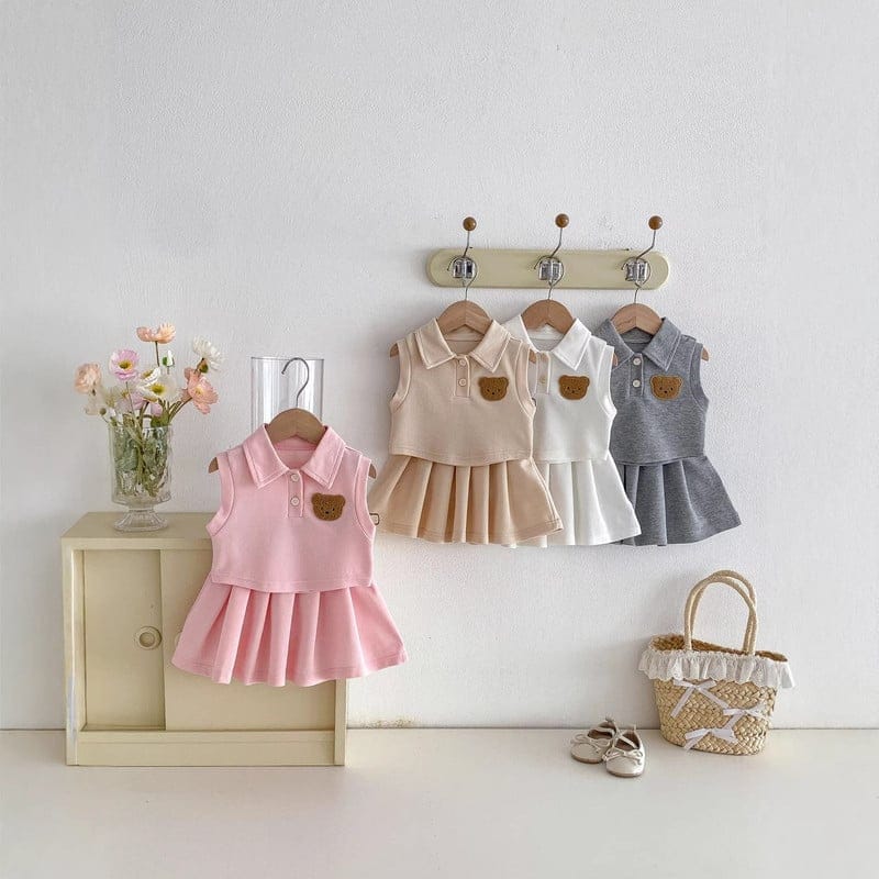 【セット】くまテニスPoloカラーノースリーブセットアップ