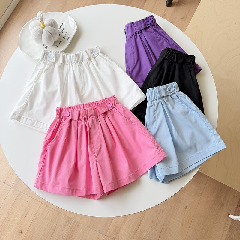 【KID】パステルカラーコットンワイドショートパンツ