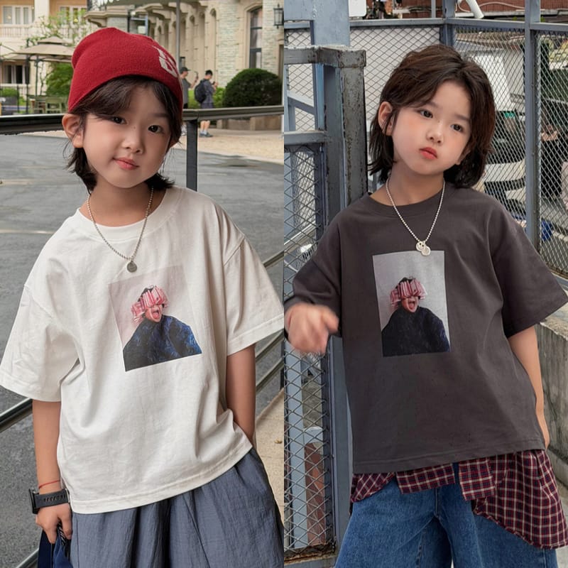 【KID】ポートレートフォトプリント半袖Tシャツ